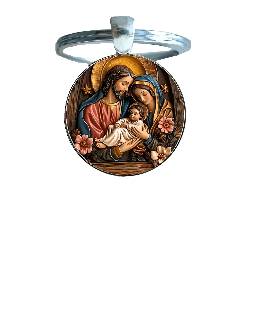 Virgin Mary and Young Jesus Metal Keychain