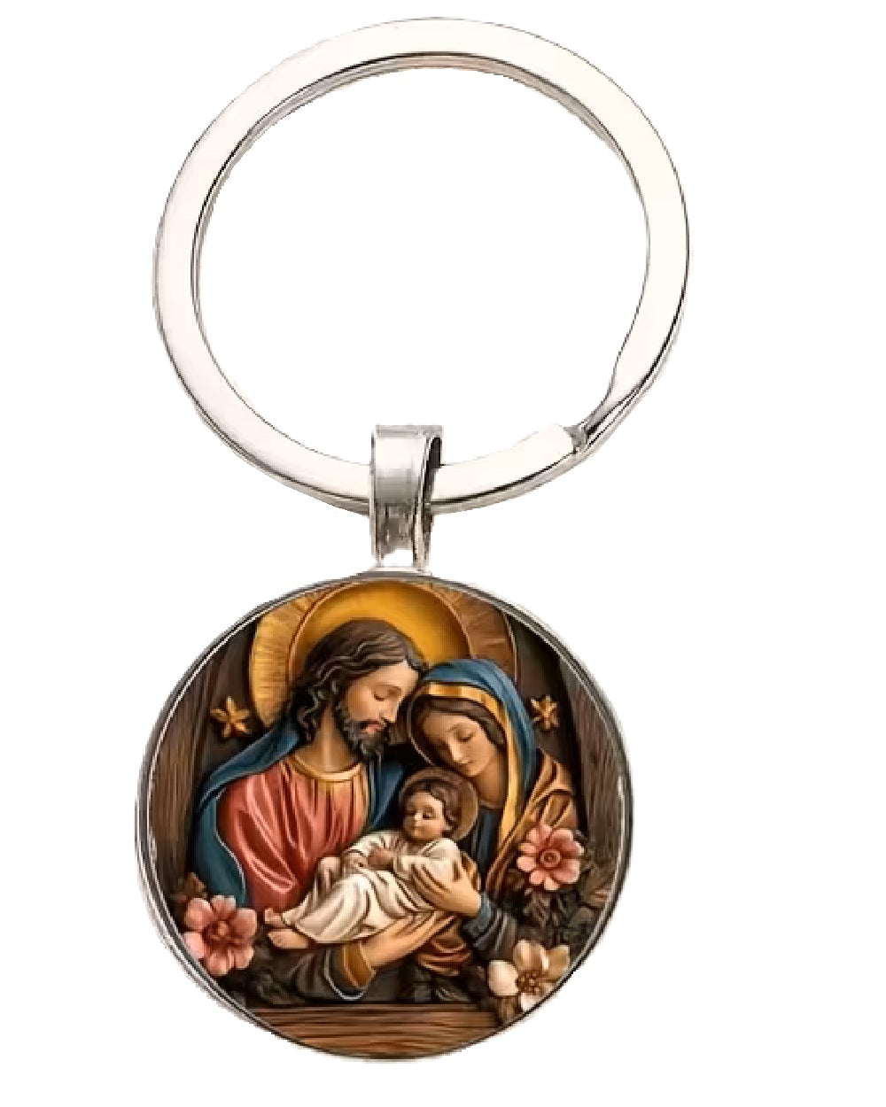Virgin Mary and Young Jesus Metal Keychain