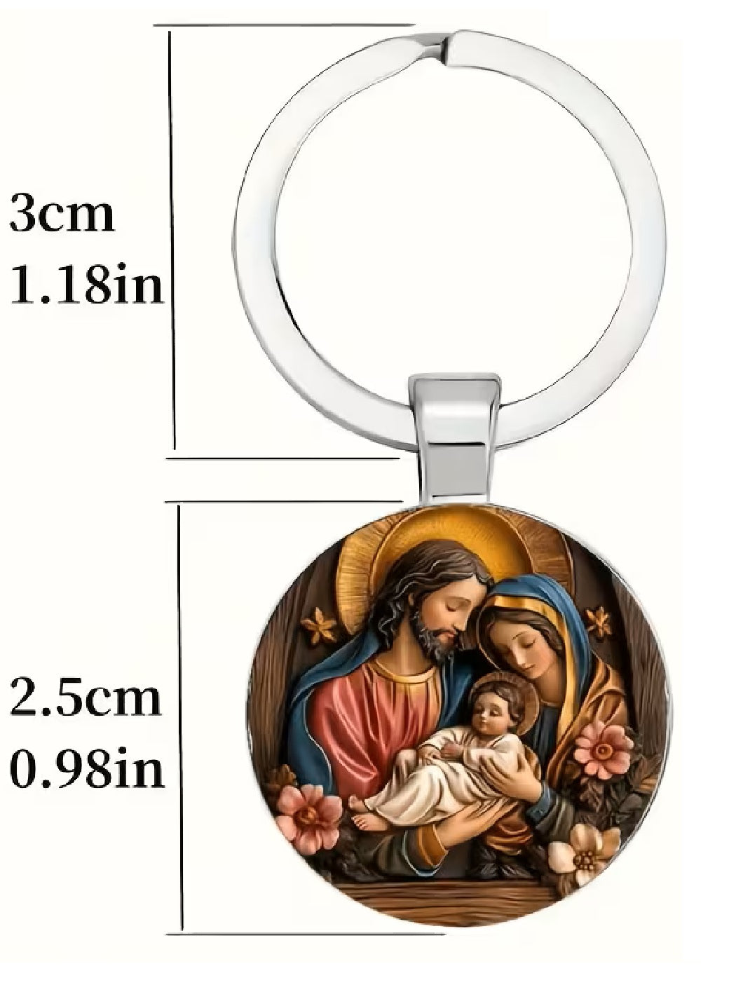 Virgin Mary and Young Jesus Metal Keychain
