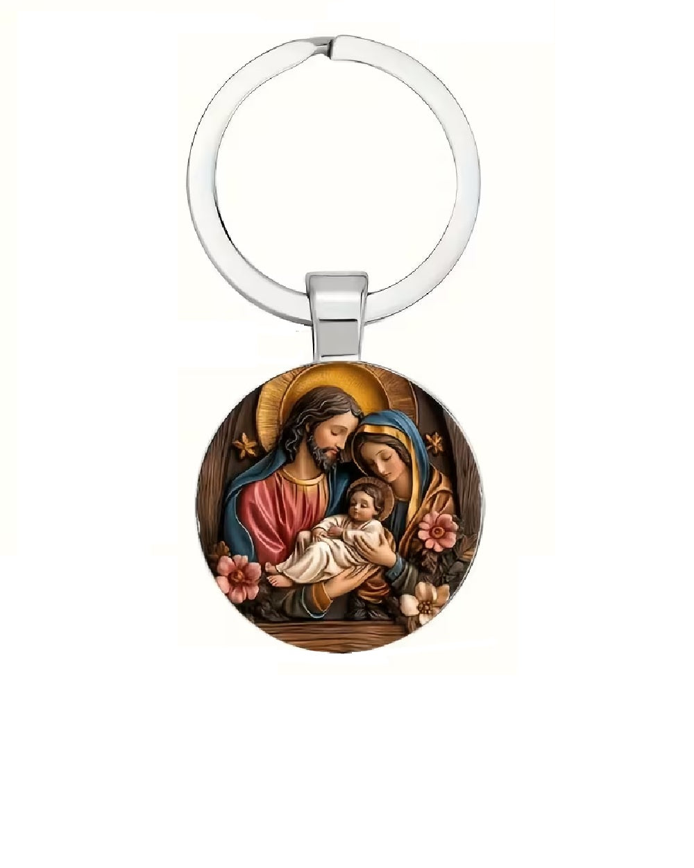 Virgin Mary and Young Jesus Metal Keychain