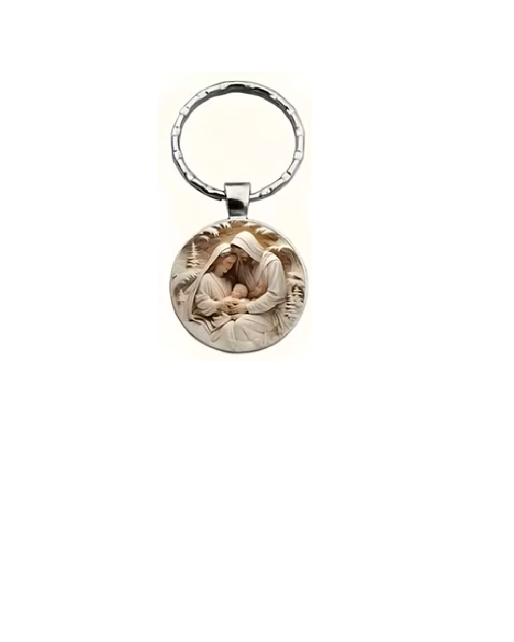 Holy Family Medallion Metal Keychain