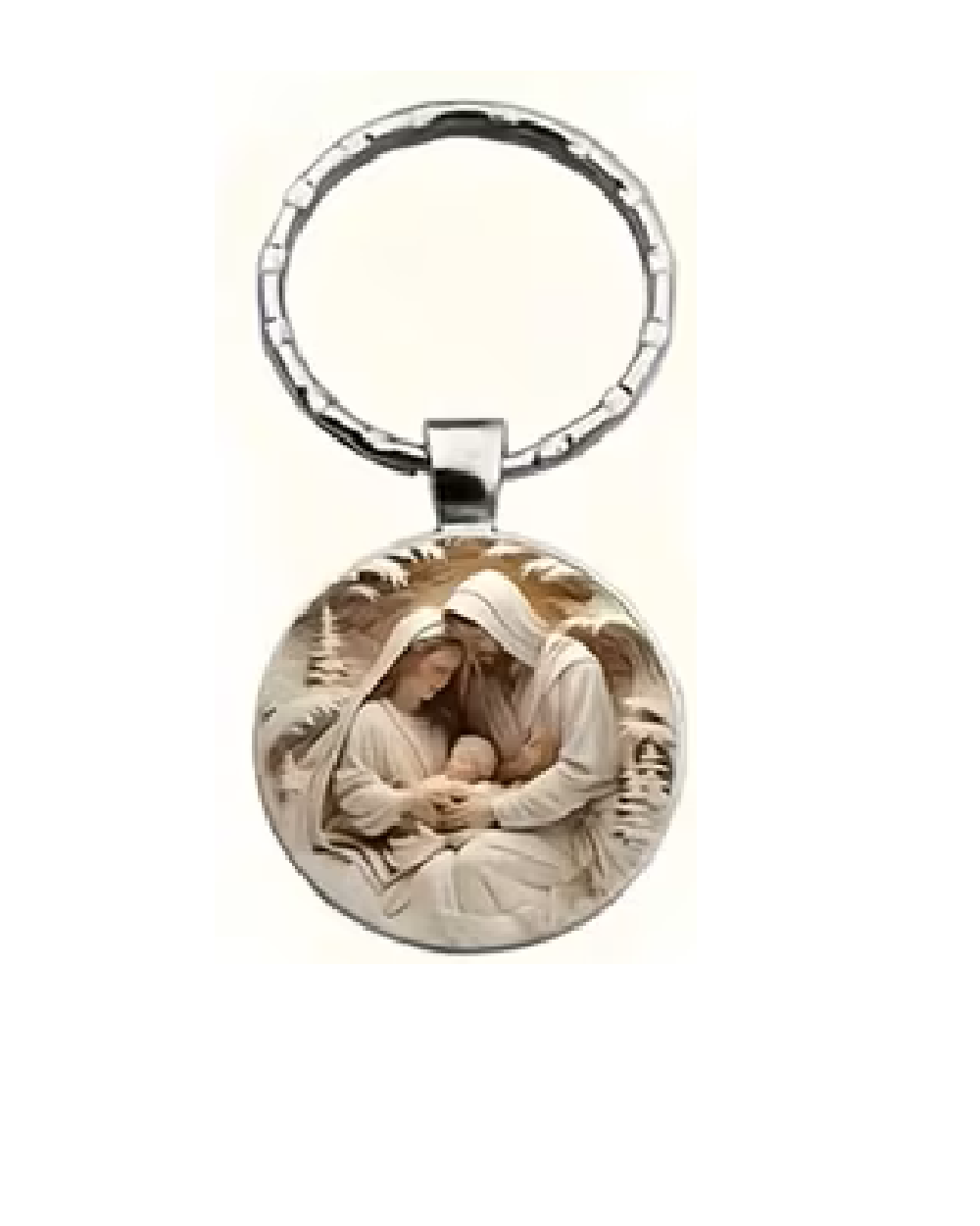 Holy Family Medallion Metal Keychain