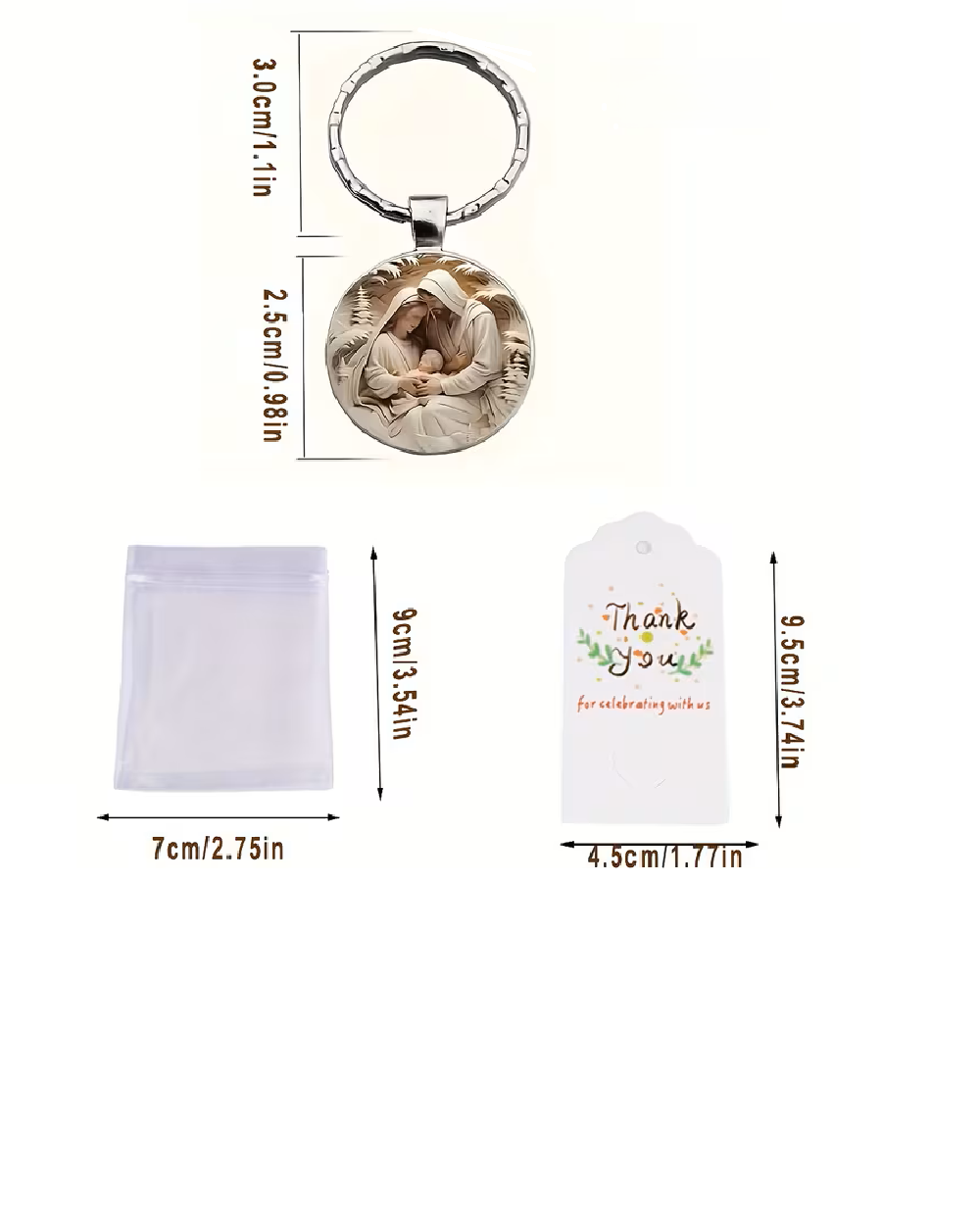 Holy Family Medallion Metal Keychain