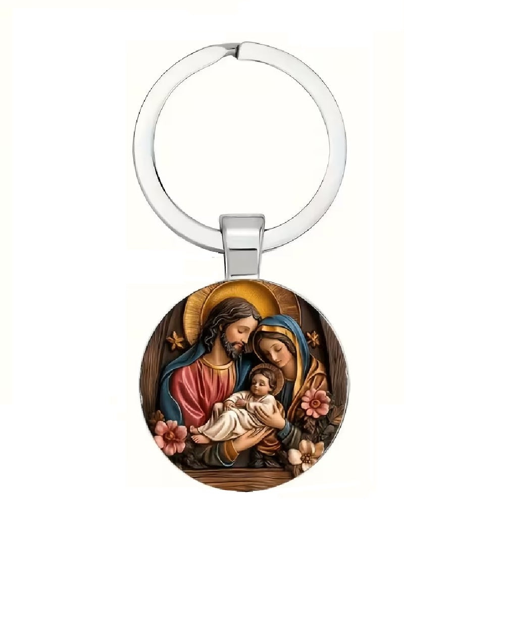 Virgin Mary and Young Jesus Metal Keychain